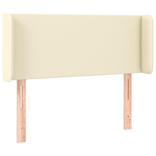 Sengegavl med LED-lys 93x16x78/88 cm kunstlæder cremefarvet