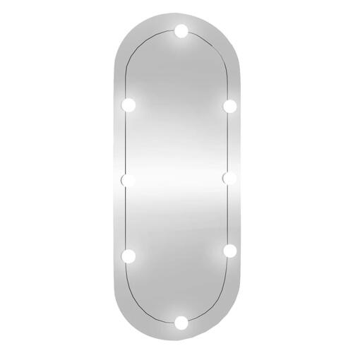 Vægspejl med LED-lys 25x60 cm oval glas