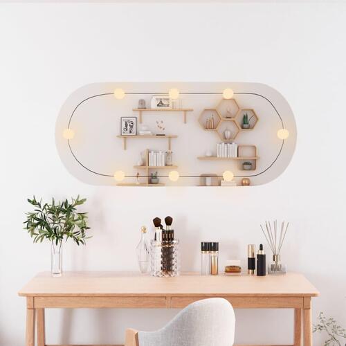 Vægspejl med LED-lys 25x60 cm oval glas