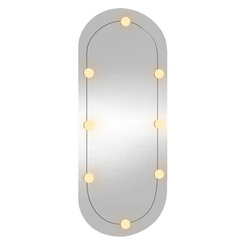 Vægspejl med LED-lys 25x60 cm oval glas