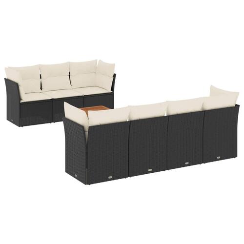 Sofasæt til haven 8 dele med hynder polyrattan sort