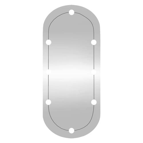 Vægspejl med LED-lys 25x60 cm oval glas