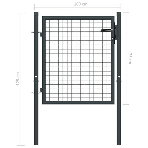 Havelåge i trådnet galvaniseret stål 100 x 125 cm grå