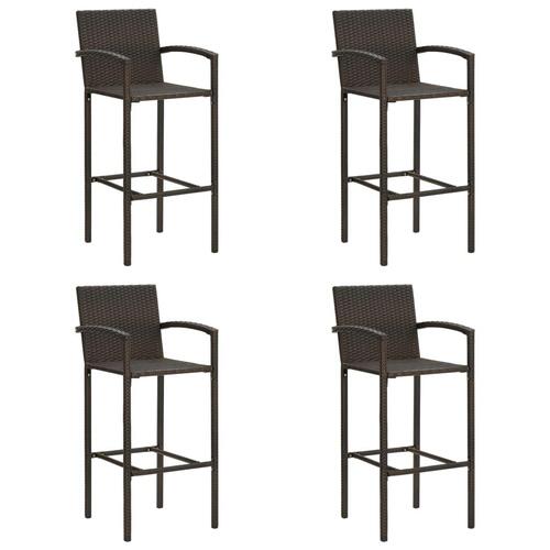 Barstole 4 stk. polyrattan brun