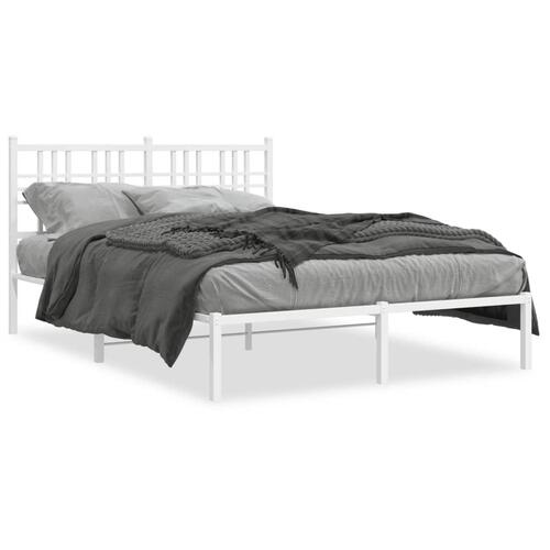 Sengeramme med sengegavl 140x190 cm metal hvid