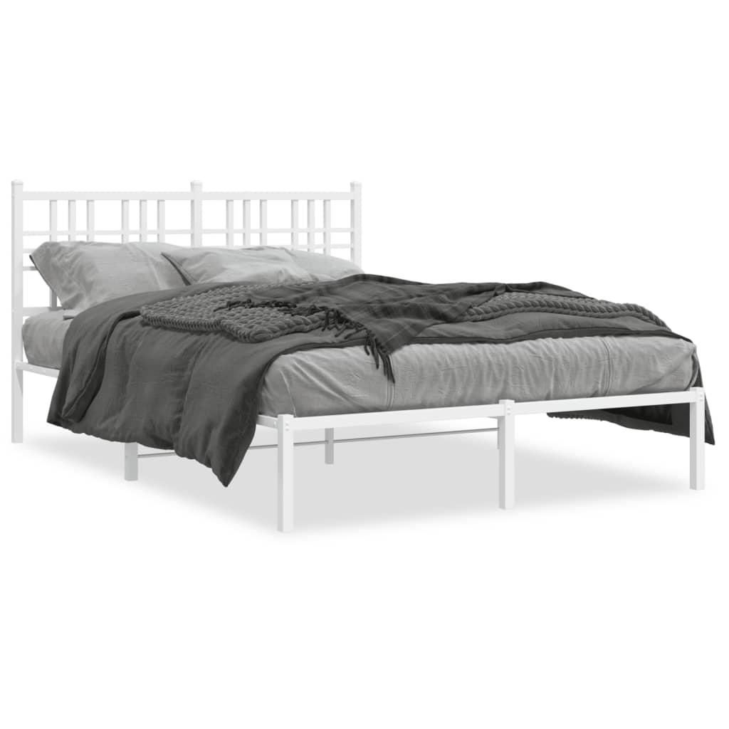 Sengeramme med sengegavl 140x190 cm metal hvid