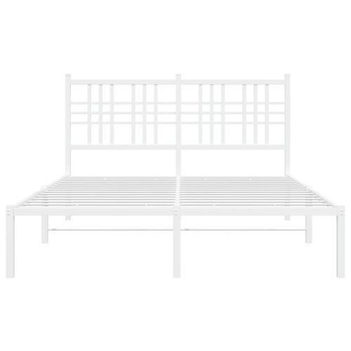 Sengeramme med sengegavl 140x190 cm metal hvid