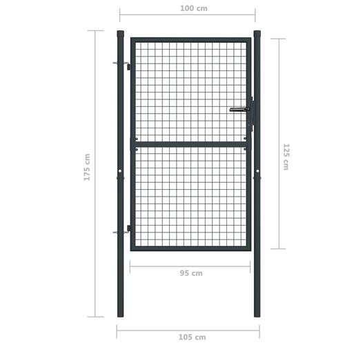 Havelåge i trådnet 100 x 175 cm galvaniseret stål grå