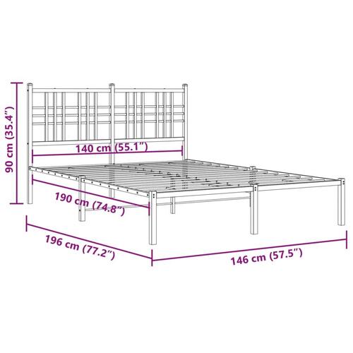 Sengeramme med sengegavl 140x190 cm metal hvid