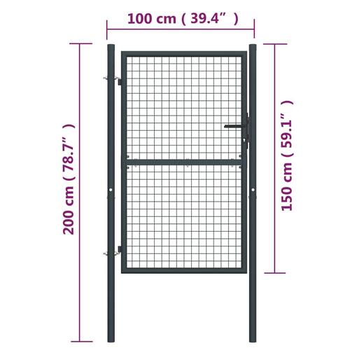 Havelåge i trådnet galvaniseret stål 100x200 cm grå