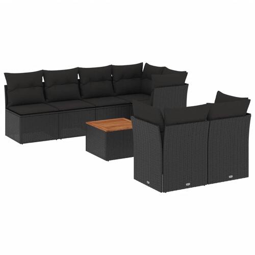 Sofasæt til haven 8 dele med hynder polyrattan sort