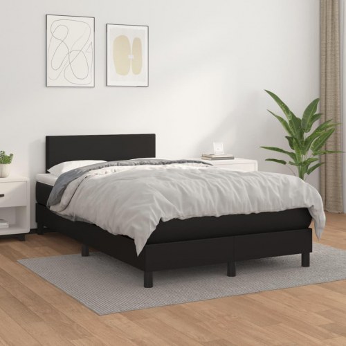 Kontinentalseng med madras 120x190 cm - kunstlæder, sort