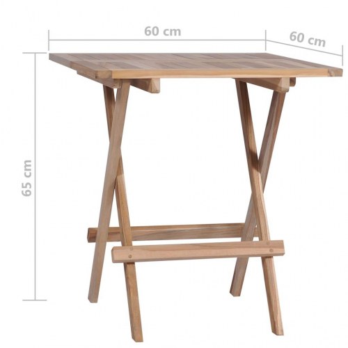Foldbart bistrobord 60x60x65 cm massivt teaktræ