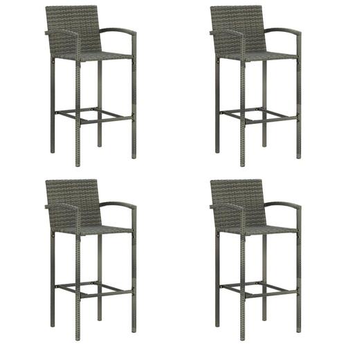Barstole 4 stk. polyrattan grå