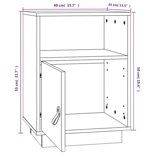 Sengebord 40x34x55 cm massivt fyrretræ