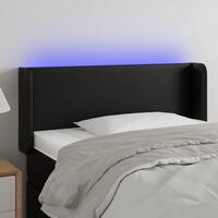Sengegavl med LED-lys 103x16x78/88 cm kunstlæder sort
