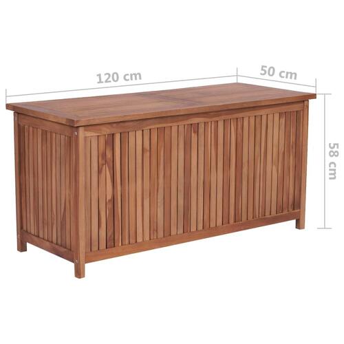 Udendørs opbevaringskasse 120x50x58 cm massivt teaktræ