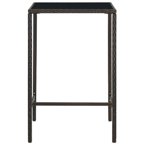 Barbord til haven 70x70x110 cm polyrattan og glas brun