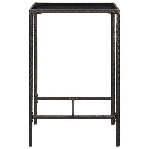 Barbord til haven 70x70x110 cm polyrattan og glas brun