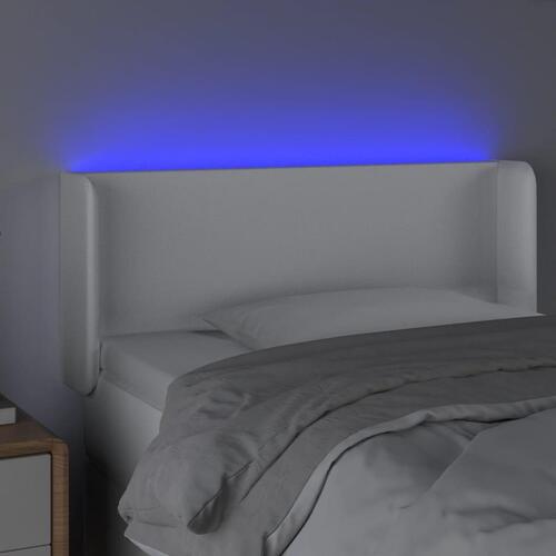 Sengegavl med LED-lys 103x16x78/88 cm kunstlæder hvid