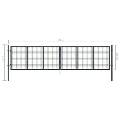 Havelåge i trådnet 400x150 cm galvaniseret stål grå