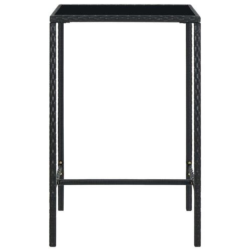 Barbord til haven 70x70x110 cm polyrattan og glas sort