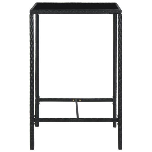 Barbord til haven 70x70x110 cm polyrattan og glas sort