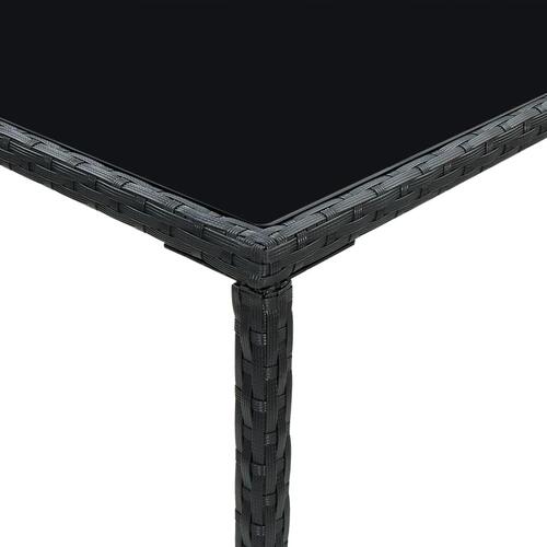 Barbord til haven 70x70x110 cm polyrattan og glas sort