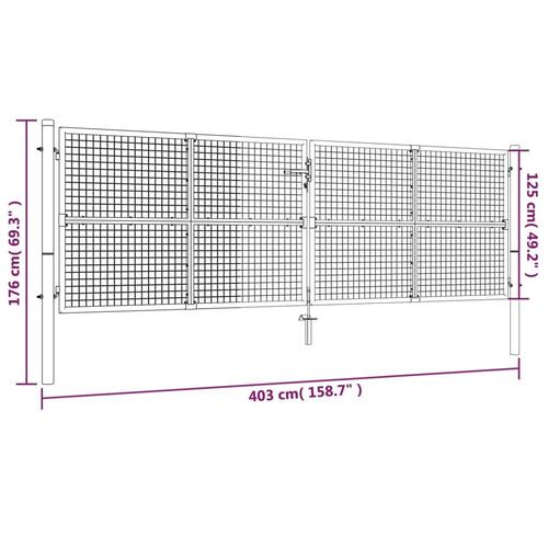 Havelåge i trådnet galvaniseret stål 400 x 175 cm grå