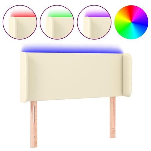 Sengegavl med LED-lys 103x16x78/88 cm kunstlæder cremefarvet