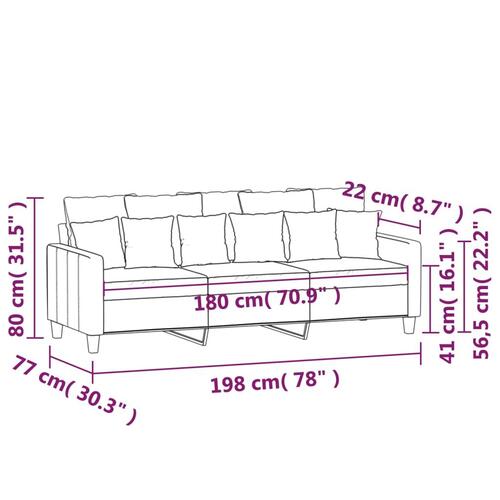 3-personers sofa 180 cm stof lysegul