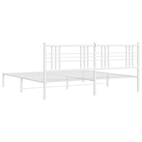Sengeramme med sengegavl 183x213 cm metal hvid