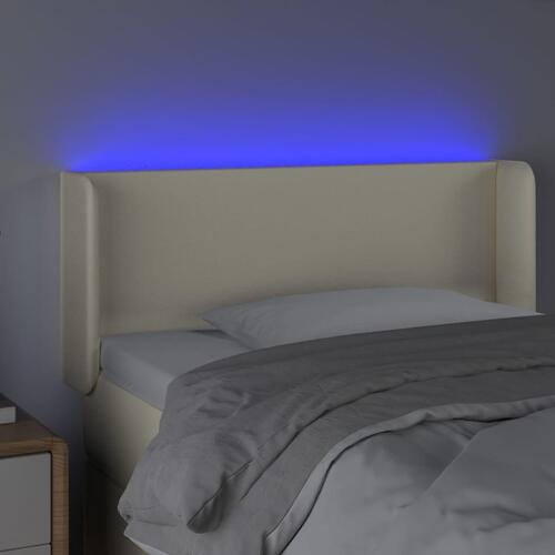 Sengegavl med LED-lys 103x16x78/88 cm kunstlæder cremefarvet