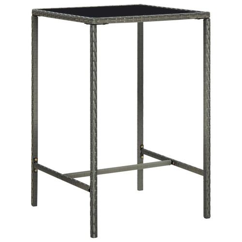 Barbord til haven 70x70x110 cm polyrattan og glas grå
