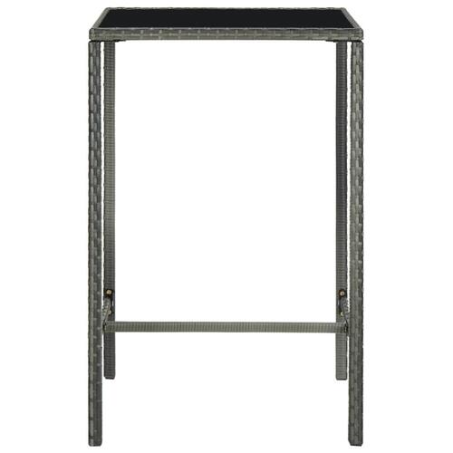Barbord til haven 70x70x110 cm polyrattan og glas grå