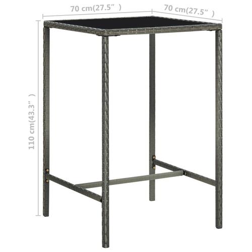 Barbord til haven 70x70x110 cm polyrattan og glas grå