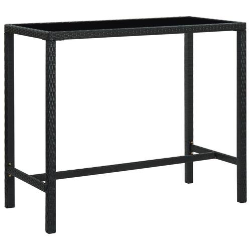Barbord til haven 130x60x110 cm polyrattan og glas sort