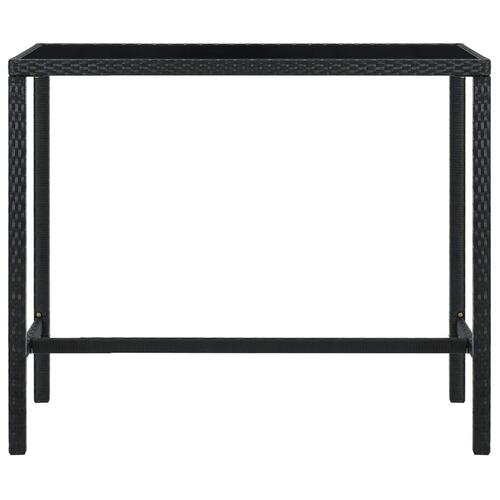 Barbord til haven 130x60x110 cm polyrattan og glas sort