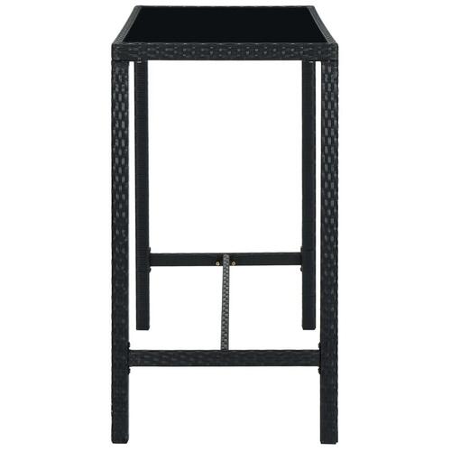 Barbord til haven 130x60x110 cm polyrattan og glas sort