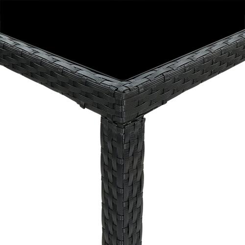 Barbord til haven 130x60x110 cm polyrattan og glas sort