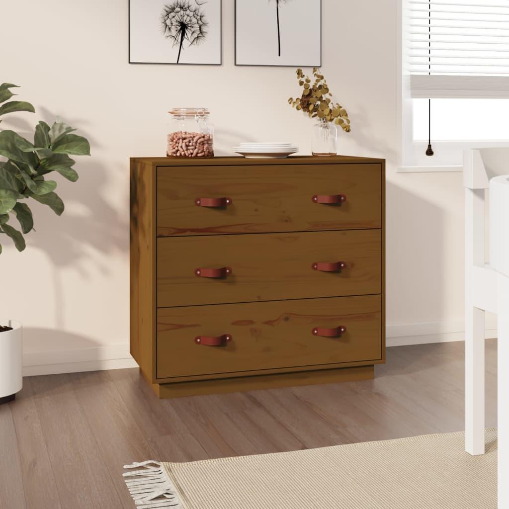 Skænk 80x40x75 cm massivt fyrretræ gyldenbrun