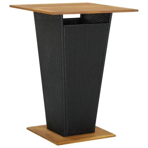 Barbord 80x80x110 cm polyrattan og massivt akacietræ sort