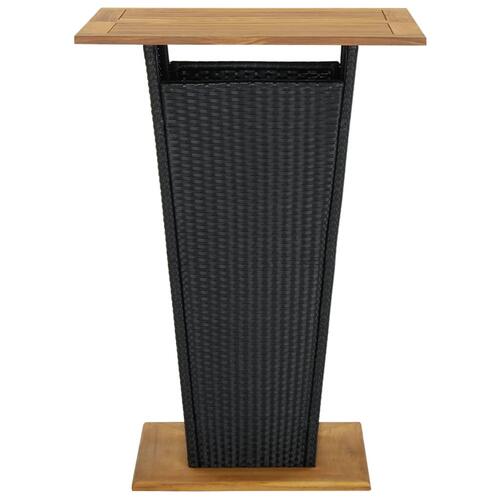 Barbord 80x80x110 cm polyrattan og massivt akacietræ sort