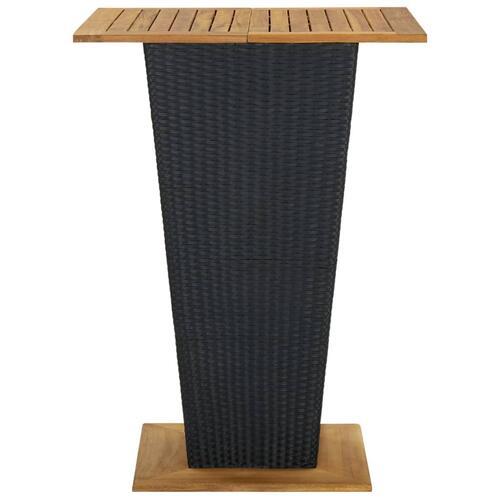 Barbord 80x80x110 cm polyrattan og massivt akacietræ sort