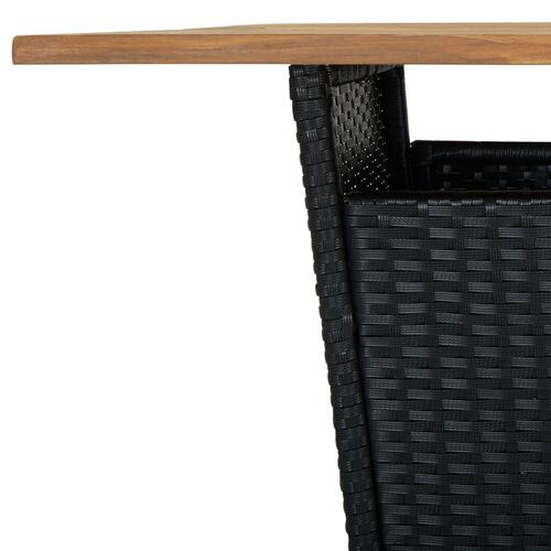 Barbord 80x80x110 cm polyrattan og massivt akacietræ sort