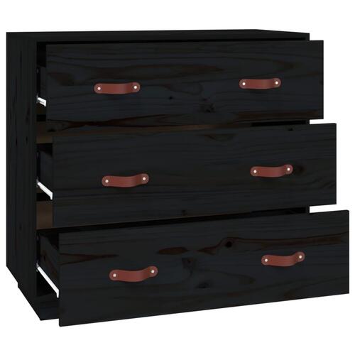 Skænk 80x40x75 cm massivt fyrretræ sort