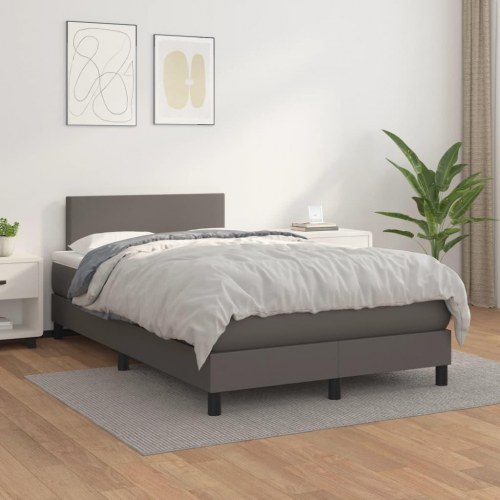 Kontinentalseng med madras 120×190 cm - kunstlæder, grå