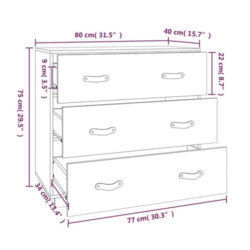 Skænk 80x40x75 cm massivt fyrretræ sort