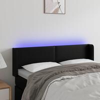 Sengegavl med LED-lys 147x16x78/88 cm kunstlæder sort