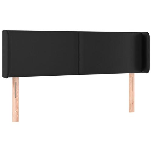 Sengegavl med LED-lys 147x16x78/88 cm kunstlæder sort